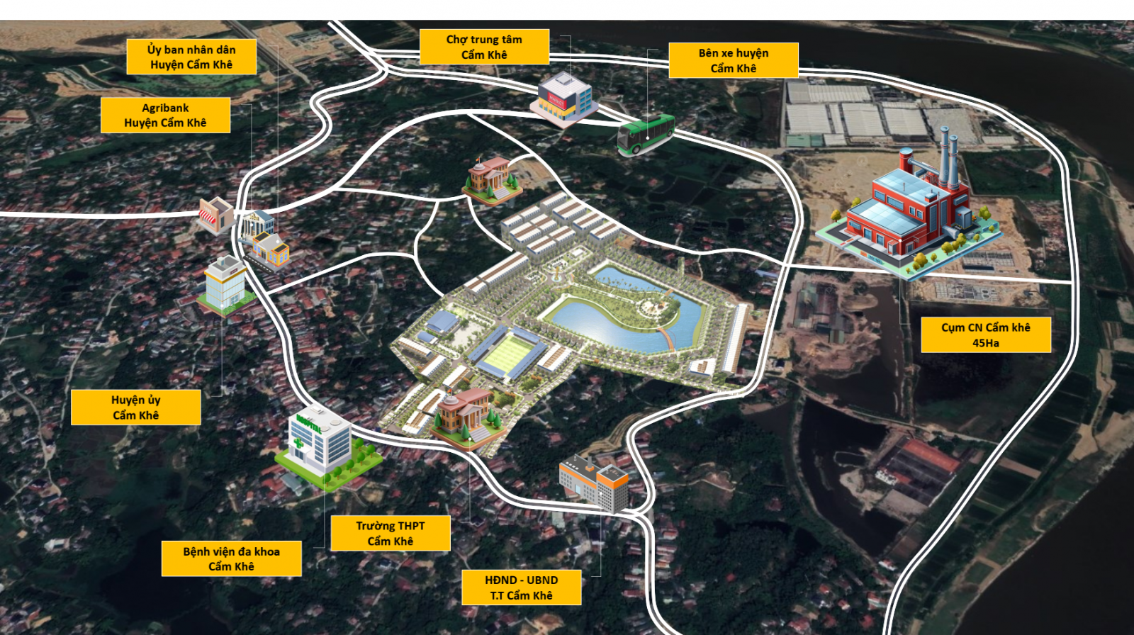 vị trí kết nối cẩm khê central park